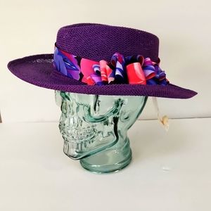NWT Vintage Frivolous Sal's Purple Hat Church Derby Preppy Bow Hat